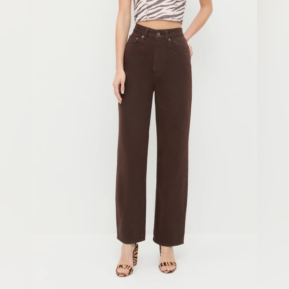Loeffler Randall Chocolate Brown Winona Denim Jeans Pants NWT